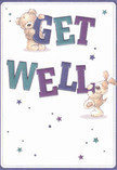 Bright and tender, this get well card is a visual embrace that echoes Leamouth's gentle energy. Against a clean, creamy backdrop, an affable teddy bear and an energetic pup share a joyful moment, proudly supporting the dazzling, oversized letters spelling 'Get Well' in rich hues of indigo and teal. The hand-drawn fur on both friends looks irresistibly soft-almost tangible-while shimmering starbursts of purple and blue scatter hopefulness across the card, reminiscent of night skies over Bow Creek. The whole composition radiates positivity, reminiscent of the warmth found in a bouquet from a favourite Leamouth florist, ready to comfort a friend living on City Island or enjoying river views on Orchard Place. Every expressive glance and lively detail is designed to brighten spirits, making this card a wonderful choice for anyone recovering in Leamouth-a heartfelt, artistic gesture that sends gentle encouragement and the sweetest dose of optimism straight to their door.